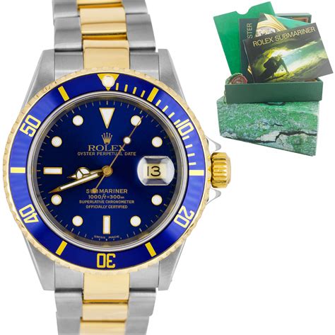 rolex submariner two-tone 16613|Rolex 16613 blue for sale.